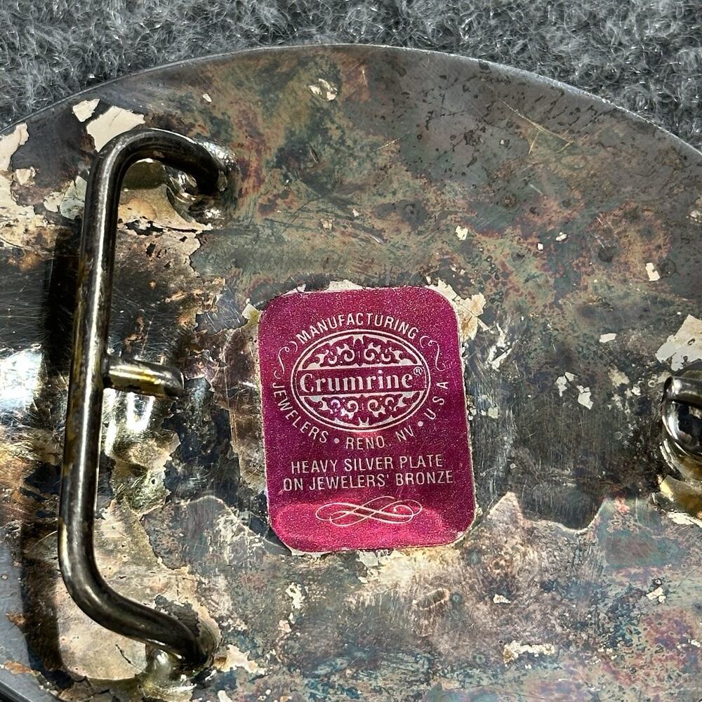 Western Texas Rangers COWBOY Belt Buckle! VINTAGE! RARE! Crumrine! SILVER PLATED - Picture 5 of 7